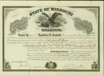 Nomination de Horn comme 1er lieutenant, Compagnie F, 17e infanterie du Missouri, à compter du 8 décembre 1863